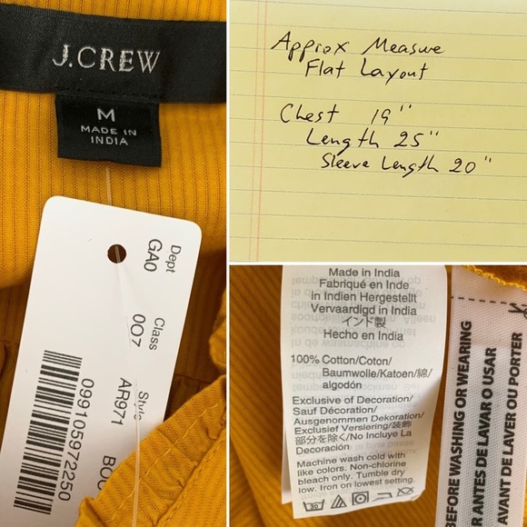 J. Crew Ruffle-Sleeve Embroidered Eyelet Top in Mustard Size Medium - Picture 9 of 10